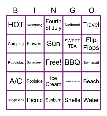 CPC Summer Bingo Card