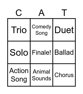 Musicals Bingo Card