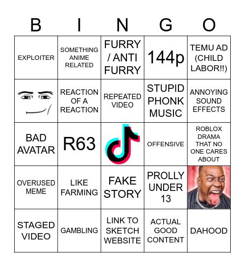 TIKTOK BINGO Card