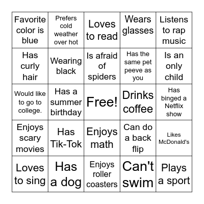 Find Someone Who... Bingo Card