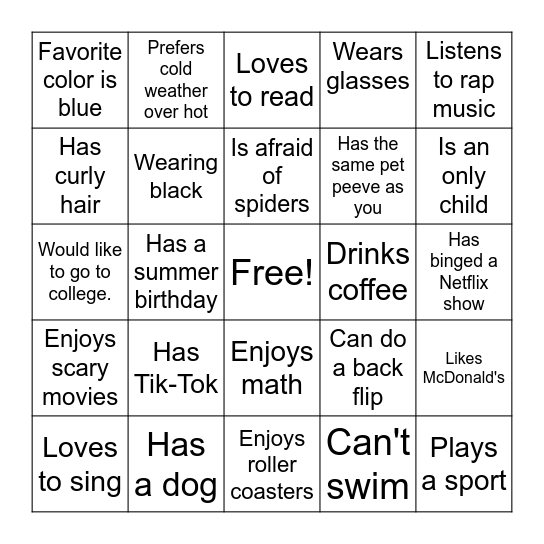 Find Someone Who... Bingo Card