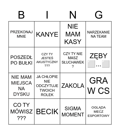 BINGO RAKA Bingo Card