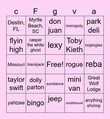 Stacy's 60th BDAY BINGO Card