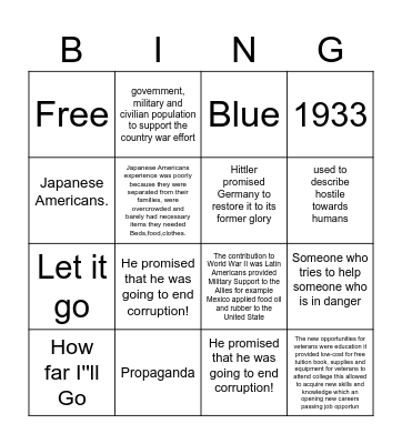 World War II Bingo Card