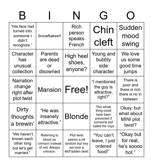 Freida McFadden Bingo Card