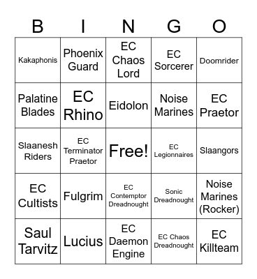 Emperor's Children Range Update Bingo Card