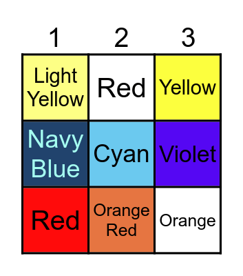 Colors Bingo Card