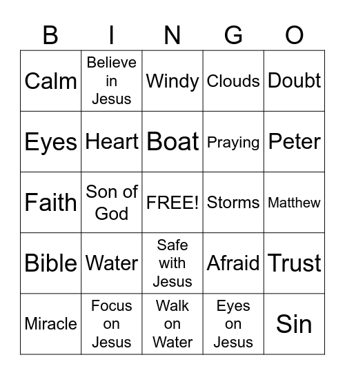 Jesus walks on water! Bingo Card