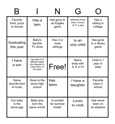 Social Bingo Card