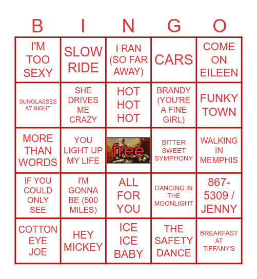 one hit wonders Bingo Card