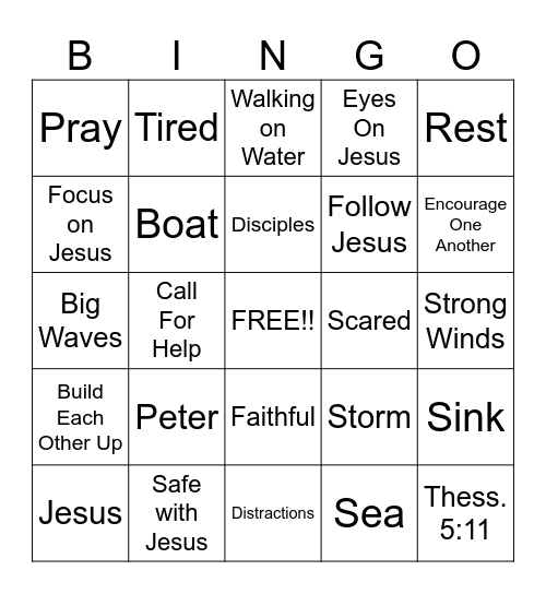 Walking On Water Bingo Card