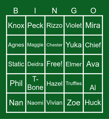 Animal Crossing Bingo Card