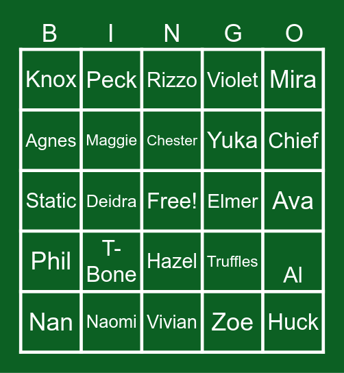 Animal Crossing Bingo Card