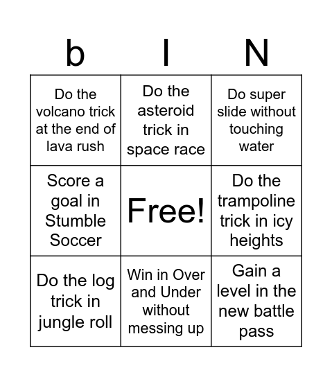 Stumble Guys BINGO! Bingo Card