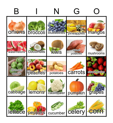 Fruits & Vegetables Bingo Card