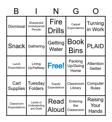 Mrs. Sharp's Classroom Bingo Card