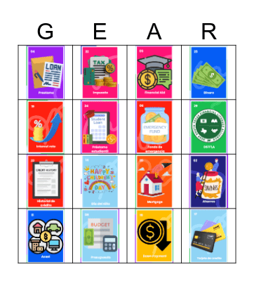Lotería educación financiera Bingo Card