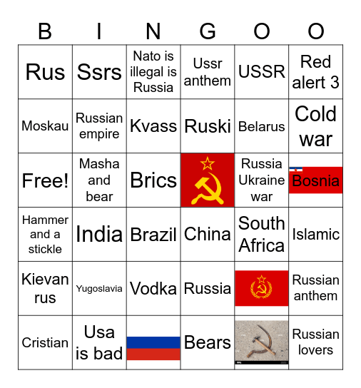 Russia Bingo Card