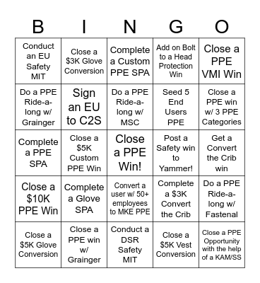 Up Your Safety Contest Bingo Card