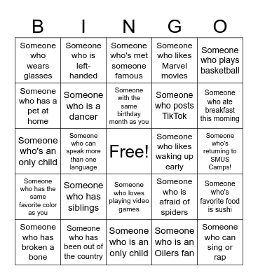 Human Bingo Card