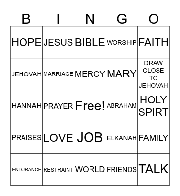 PATIENCE Bingo Card