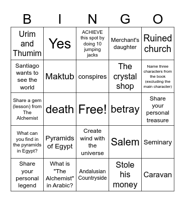 The Alchemist Bingo Card