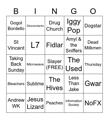 RIOT! Bingo Card