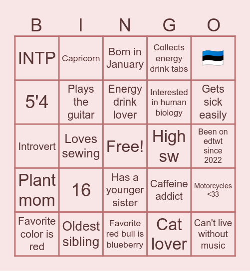 Anna's Bingo Card