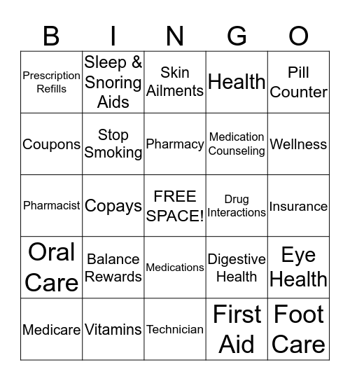 Health & Wellness Bingo Card