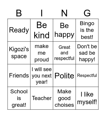 Sagicel Bingo Card