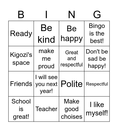 Sagicel Bingo Card