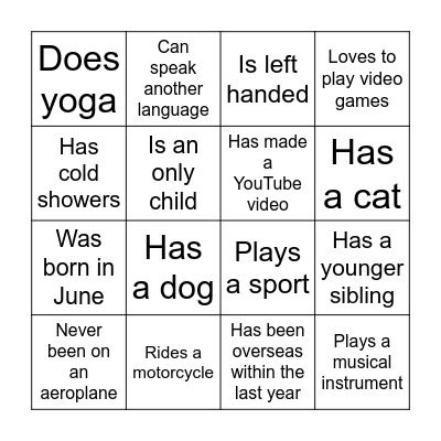 Human Bingo Card