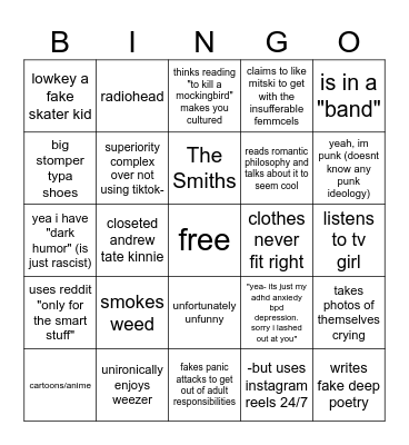 insufferable male manipulator bingo Card