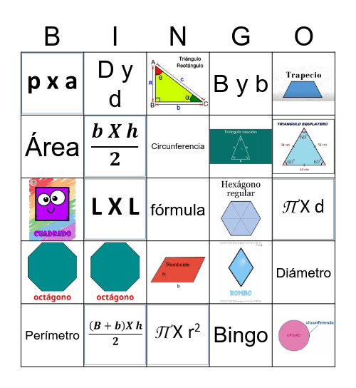 Áreas y Perímetros Bingo Card