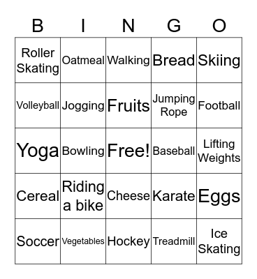 Healthy Bingo Card