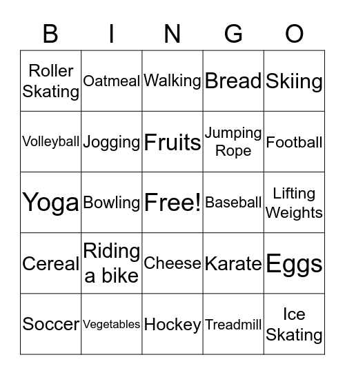 Healthy Bingo Card