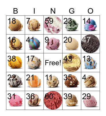 Ice Cream Bingo Card