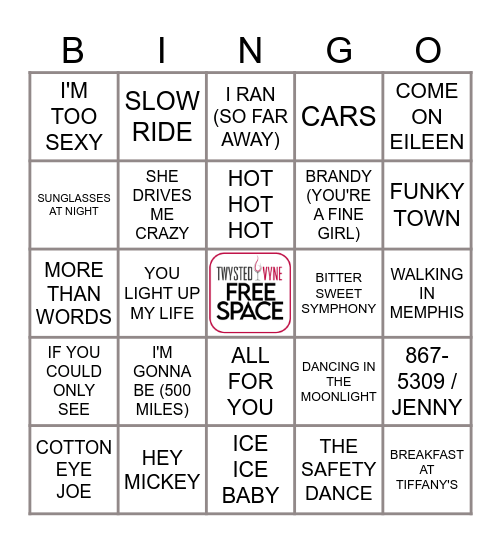 ONE HIT WONDERS Bingo Card