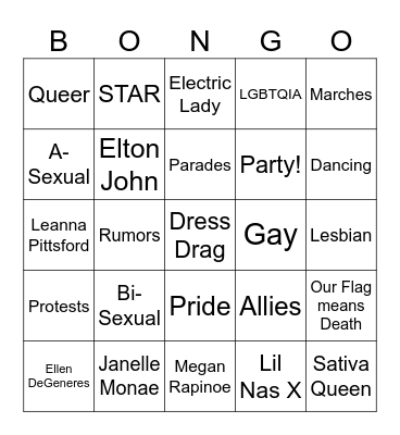 Pride Bongo Bingo Card