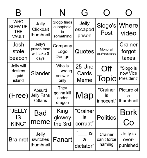 r/SquidIsland BINGO Card