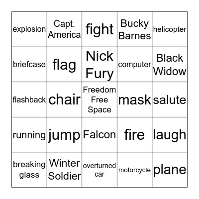Captain America Bingo Card