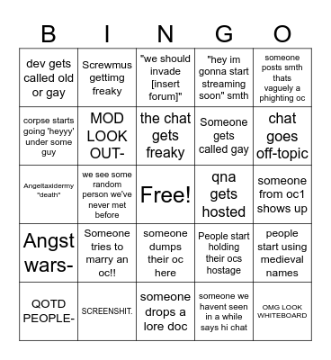 idk??? Bingo Card