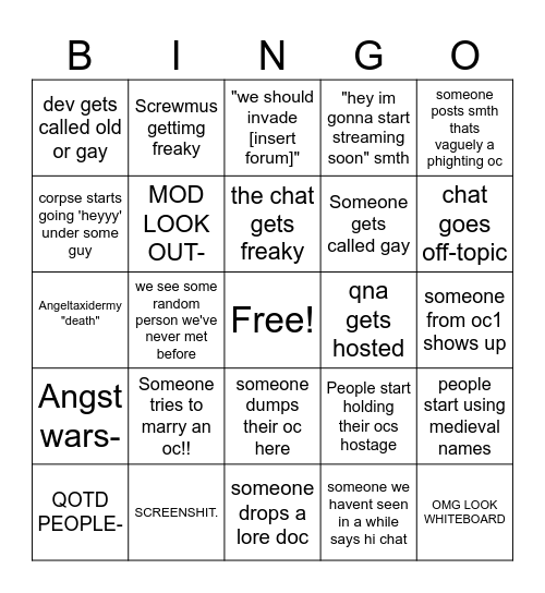 idk??? Bingo Card