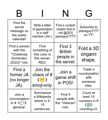 Card 1 Bingo Card