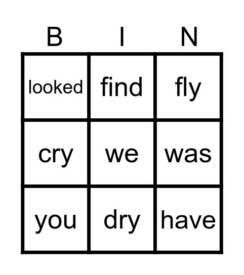 Frog and Fly Bingo Card