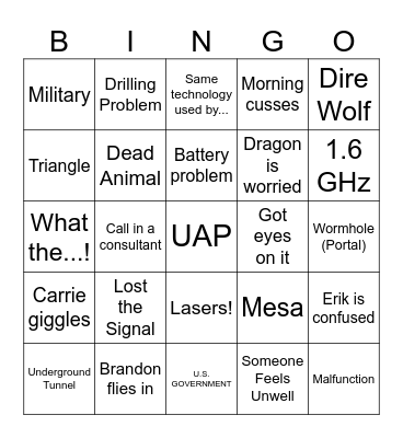 Skinwalker Bingo Card