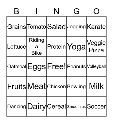 Healthy Bingo Card