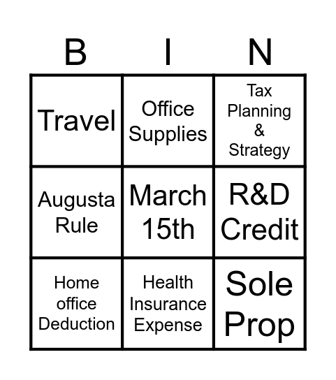 JBA - Business Bingo Card