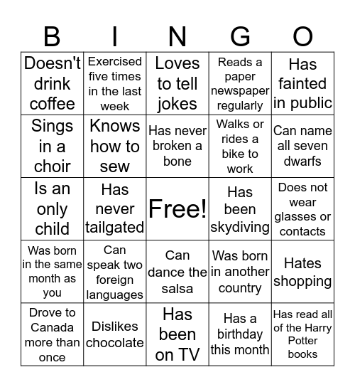 Find someone who: Bingo Card