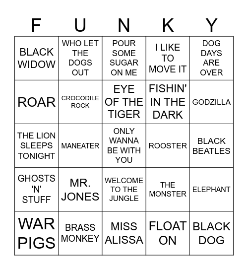 PAW-TY ANIMALS Bingo Card